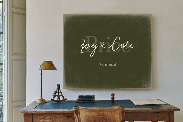 Personalized Anniversary Gift, Family Name Sign with First Names, Olive & Brick, image 2