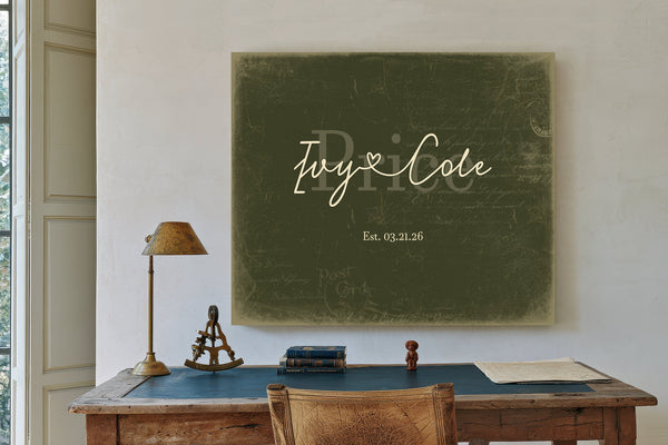 Personalized Anniversary Gift, Family Name Sign with First Names, Olive & Brick, image 2