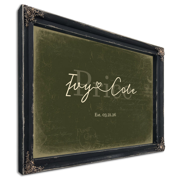Personalized Anniversary Gift, Family Name Sign with First Names, Olive & Brick, image 1