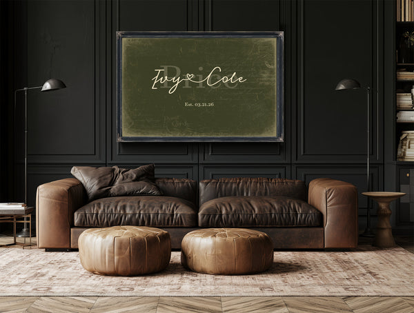 Personalized Anniversary Gift, Family Name Sign with First Names, Olive & Brick, image 17