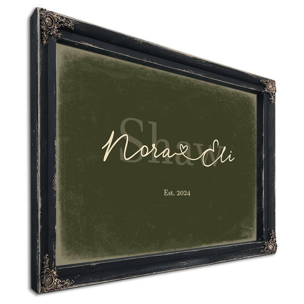 Mr & Mrs Last Name Sign, Personalized Wedding Gift, Olive & Brick, image 1