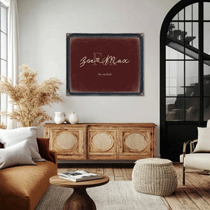 Custom Last Name Sign for Couples, Est. Wedding Date, Oxblood & Gold, image 4