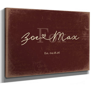 Custom Last Name Sign for Couples, Est. Wedding Date, Oxblood & Gold, image 8