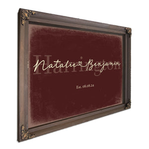 Personalized Anniversary Gift, Family Name Sign with First Names, Oxblood & Gold, image 7