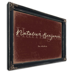 Personalized Anniversary Gift, Family Name Sign with First Names, Oxblood & Gold, image 1