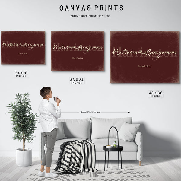 Personalized Anniversary Gift, Family Name Sign with First Names, Oxblood & Gold, image 10