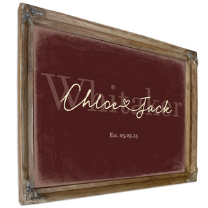 Mr & Mrs Last Name Sign, Personalized Wedding Gift, Oxblood & Gold, image 6