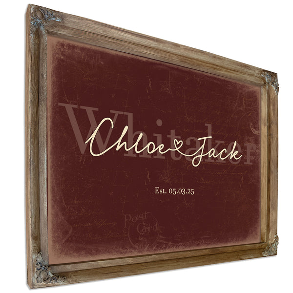 Mr & Mrs Last Name Sign, Personalized Wedding Gift, Oxblood & Gold, image 6
