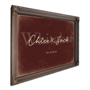 Mr & Mrs Last Name Sign, Personalized Wedding Gift, Oxblood & Gold, image 7