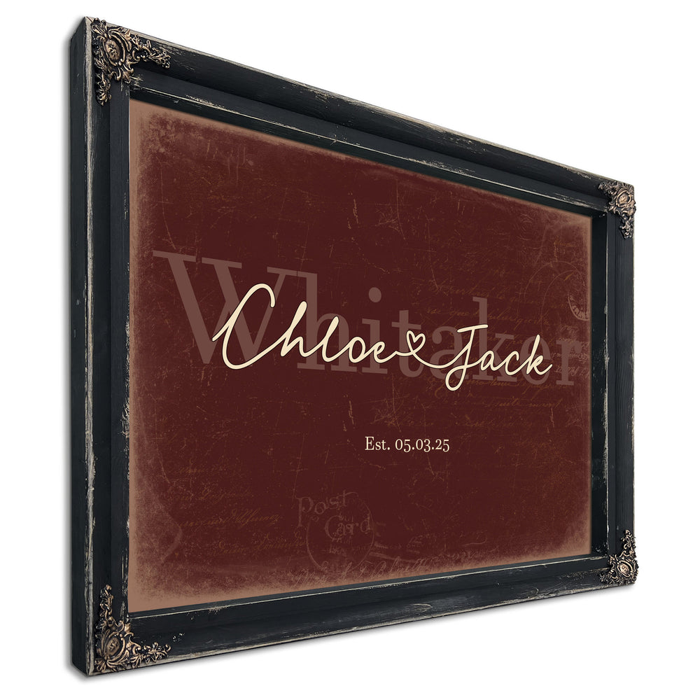 Mr & Mrs Last Name Sign, Personalized Wedding Gift, Oxblood & Gold, image 1