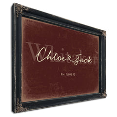 Mr & Mrs Last Name Sign, Personalized Wedding Gift, Oxblood & Gold, image 1
