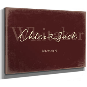 Mr & Mrs Last Name Sign, Personalized Wedding Gift, Oxblood & Gold, image 8