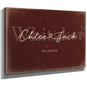 Mr & Mrs Last Name Sign, Personalized Wedding Gift, Oxblood & Gold, image 8