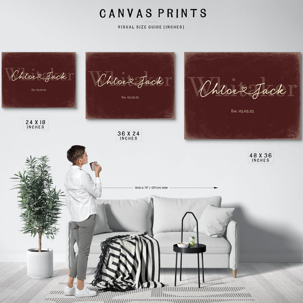 Mr & Mrs Last Name Sign, Personalized Wedding Gift, Oxblood & Gold, image 10