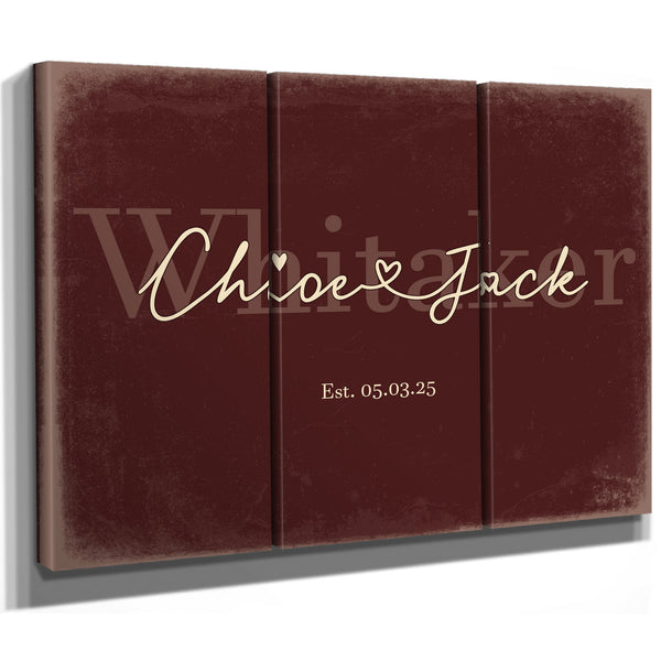Mr & Mrs Last Name Sign, Personalized Wedding Gift, Oxblood & Gold, image 14