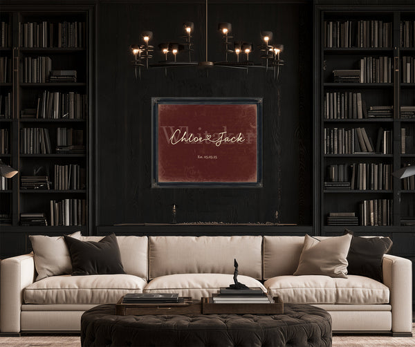Mr & Mrs Last Name Sign, Personalized Wedding Gift, Oxblood & Gold, image 16