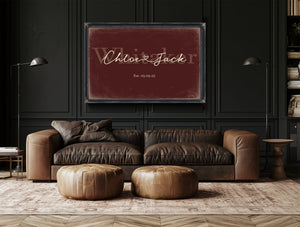 Mr & Mrs Last Name Sign, Personalized Wedding Gift, Oxblood & Gold, image 17