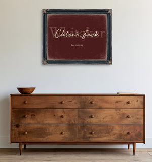Mr & Mrs Last Name Sign, Personalized Wedding Gift, Oxblood & Gold, image 19