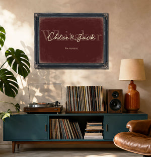 Mr & Mrs Last Name Sign, Personalized Wedding Gift, Oxblood & Gold, image 20