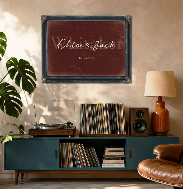 Mr & Mrs Last Name Sign, Personalized Wedding Gift, Oxblood & Gold, image 20