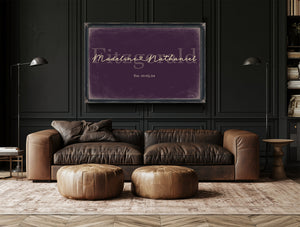 Personalized Wedding Sign, Last Name with Couple Names & Heart, Plum & Mustard, image 17