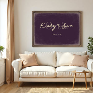Custom Last Name Sign for Couples, Est. Wedding Date, Plum & Mustard, image 5