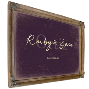 Custom Last Name Sign for Couples, Est. Wedding Date, Plum & Mustard, image 6