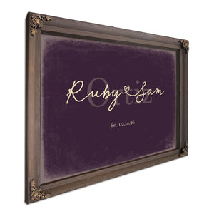 Custom Last Name Sign for Couples, Est. Wedding Date, Plum & Mustard, image 7