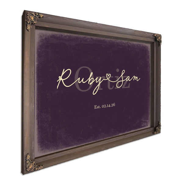 Custom Last Name Sign for Couples, Est. Wedding Date, Plum & Mustard, image 7