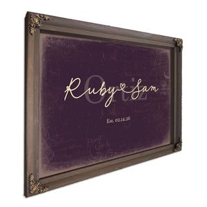 Custom Last Name Sign for Couples, Est. Wedding Date, Plum & Mustard, image 7