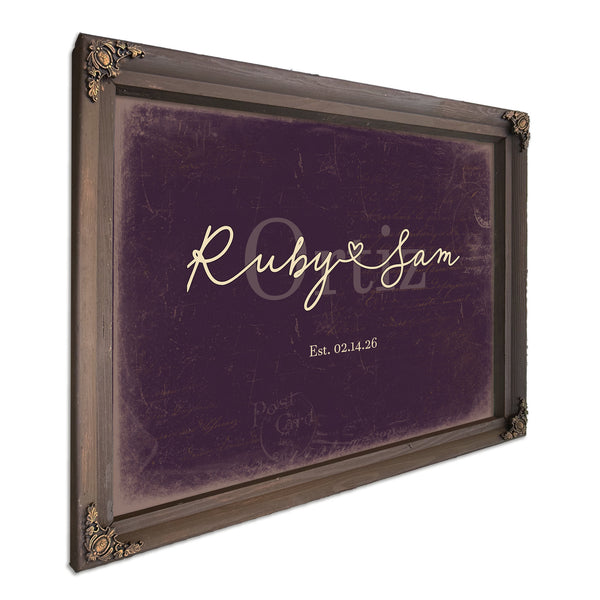 Custom Last Name Sign for Couples, Est. Wedding Date, Plum & Mustard, image 7