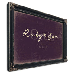 Custom Last Name Sign for Couples, Est. Wedding Date, Plum & Mustard, image 1