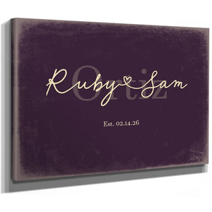 Custom Last Name Sign for Couples, Est. Wedding Date, Plum & Mustard, image 8