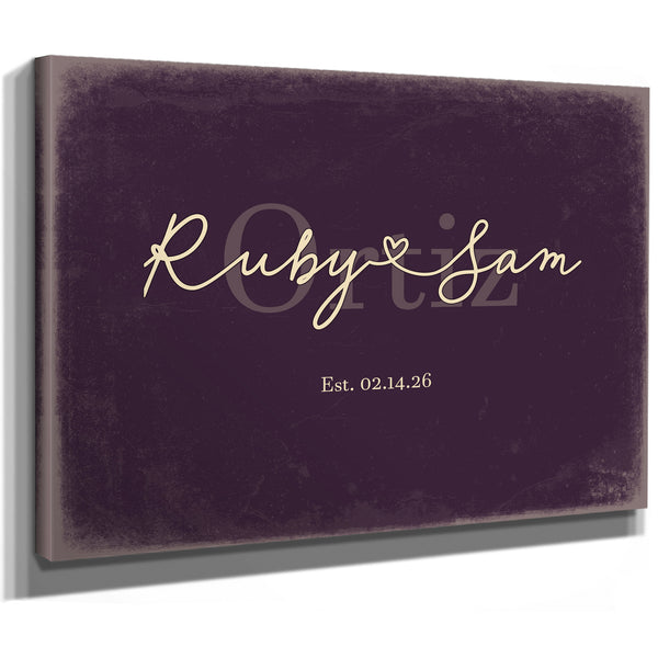 Custom Last Name Sign for Couples, Est. Wedding Date, Plum & Mustard, image 8