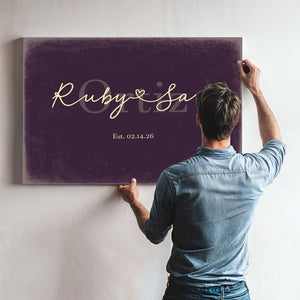 Custom Last Name Sign for Couples, Est. Wedding Date, Plum & Mustard, image 9