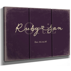 Custom Last Name Sign for Couples, Est. Wedding Date, Plum & Mustard, image 14