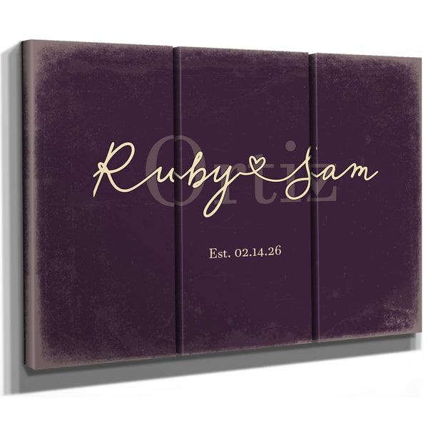 Custom Last Name Sign for Couples, Est. Wedding Date, Plum & Mustard, image 14