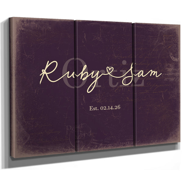 Custom Last Name Sign for Couples, Est. Wedding Date, Plum & Mustard, image 14