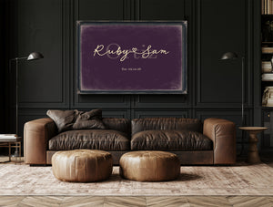 Custom Last Name Sign for Couples, Est. Wedding Date, Plum & Mustard, image 17