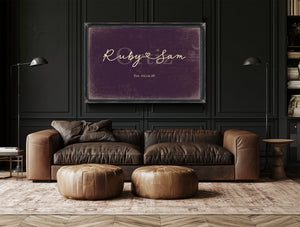 Custom Last Name Sign for Couples, Est. Wedding Date, Plum & Mustard, image 17