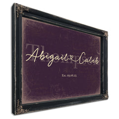 Personalized Anniversary Gift, Family Name Sign with First Names, Plum & Mustard, image 1