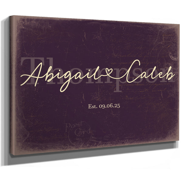 Personalized Anniversary Gift, Family Name Sign with First Names, Plum & Mustard, image 8