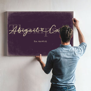 Personalized Anniversary Gift, Family Name Sign with First Names, Plum & Mustard, image 9
