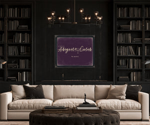 Personalized Anniversary Gift, Family Name Sign with First Names, Plum & Mustard, image 16