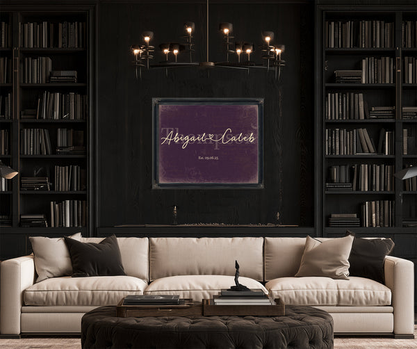 Personalized Anniversary Gift, Family Name Sign with First Names, Plum & Mustard, image 16