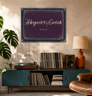 Personalized Anniversary Gift, Family Name Sign with First Names, Plum & Mustard, image 20