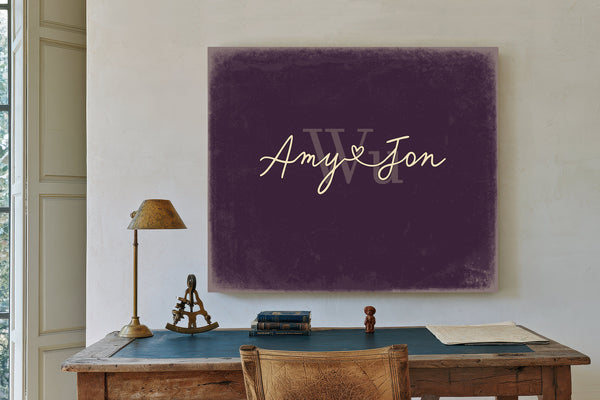Mr & Mrs Last Name Sign, Personalized Wedding Gift, Plum & Mustard, image 2