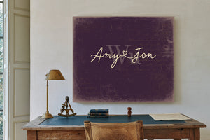 Mr & Mrs Last Name Sign, Personalized Wedding Gift, Plum & Mustard, image 2