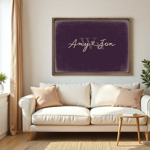 Mr & Mrs Last Name Sign, Personalized Wedding Gift, Plum & Mustard, image 5