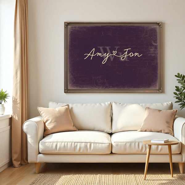 Mr & Mrs Last Name Sign, Personalized Wedding Gift, Plum & Mustard, image 5